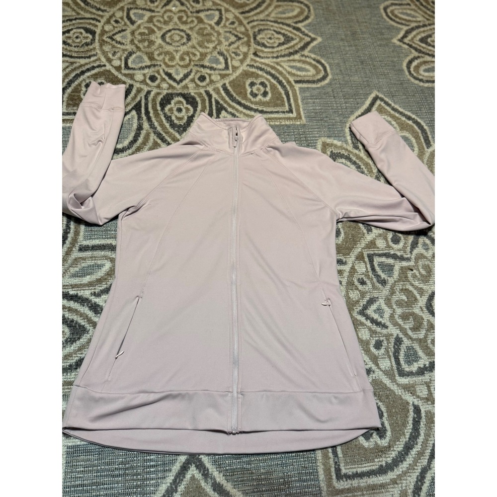 Womens Full Zip Athletic Jacket Blush Pink Lightweight Performance Mock Neck